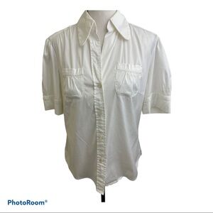 Tina Turk button down white front pockets top Size Large
